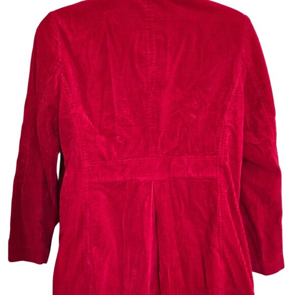 Red Corduroy Button-Front Jacket Size XL Stylish whimsical classic glam basic - Picture 2 of 4